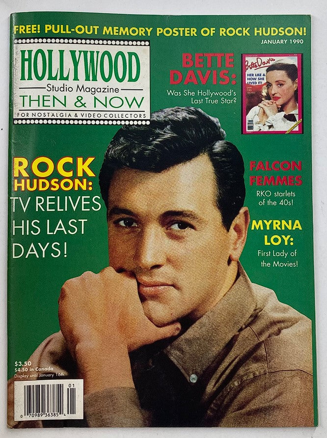 Hollywood Studio Magazine Then & Now January 1990 Rock Hudson w Poster