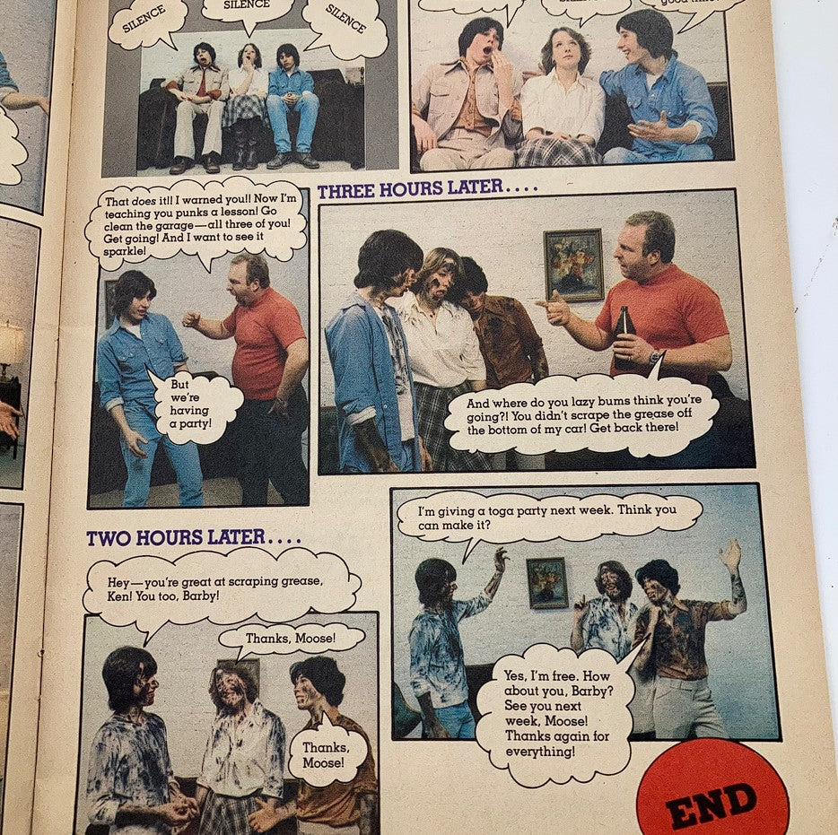 Scene from VTG Bananas Magazine 1982 No. 57 showcasing comic panels with characters engaging in humorous dialogue.