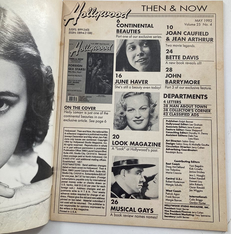 Hollywood Studio Magazine Then & Now May 1992 Hedy Lamarr w Poster No Label