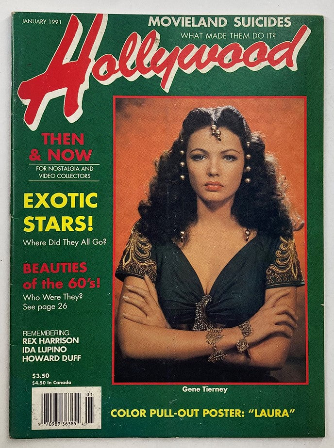 Hollywood Studio Magazine Then & Now January 1991 Gene Tierney w Poster No Label