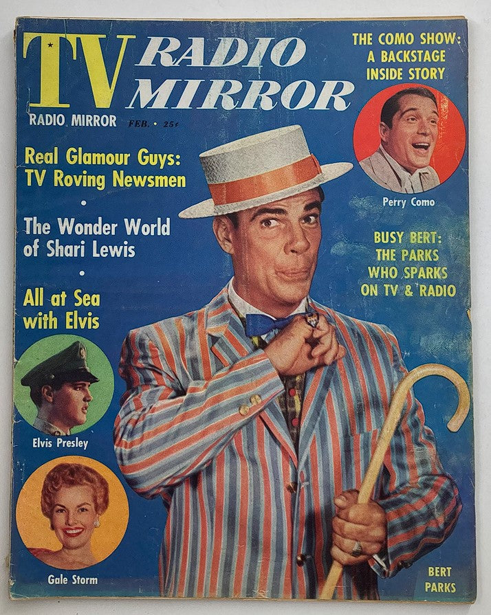 VTG TV Radio Mirror Magazine February 1959 Cover Portrait of Bert Parks No Label