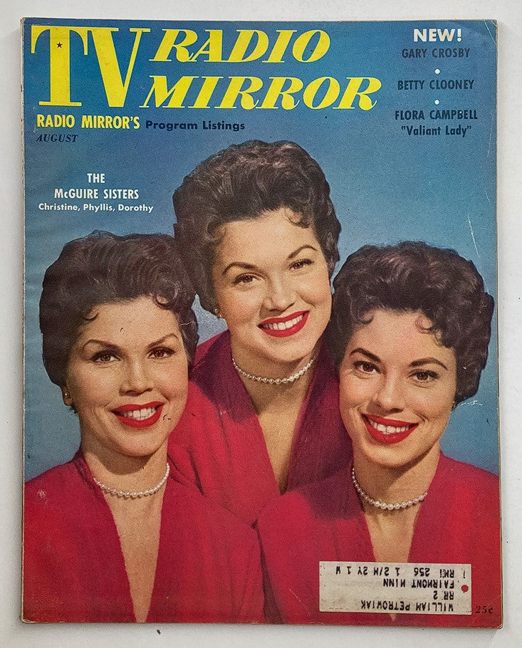 VTG TV Radio Mirror Magazine August 1955 Portrait of The McGuire Sisters