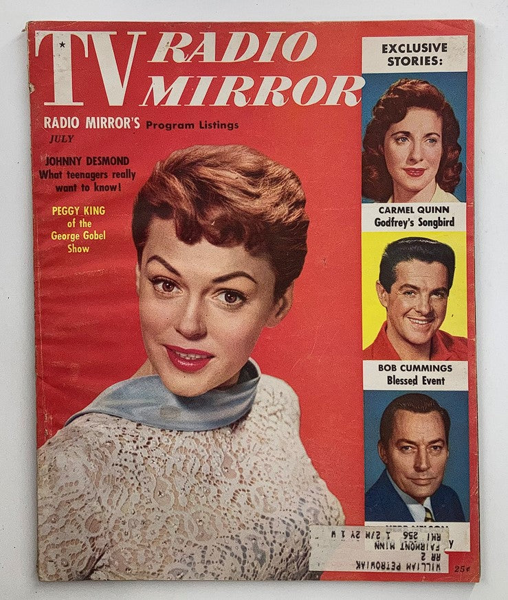 VTG TV Radio Mirror Magazine July 1955 Cover Portrait of Peggy King