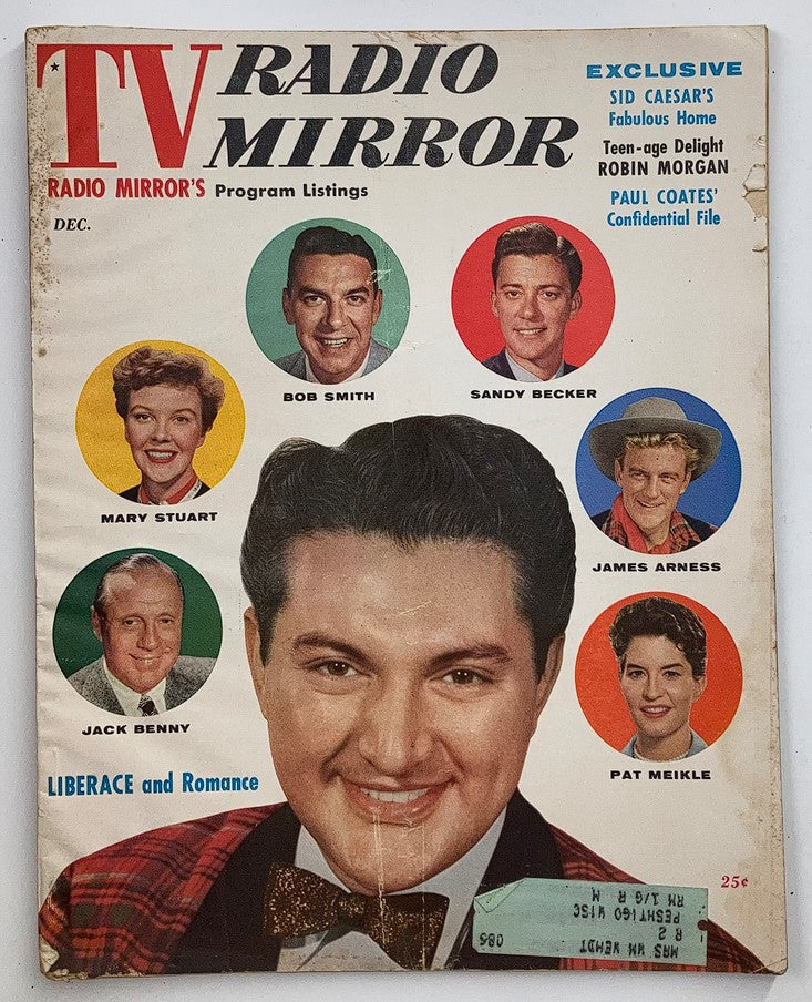 VTG TV Radio Mirror Magazine December 1955 COver Portrait of Liberace