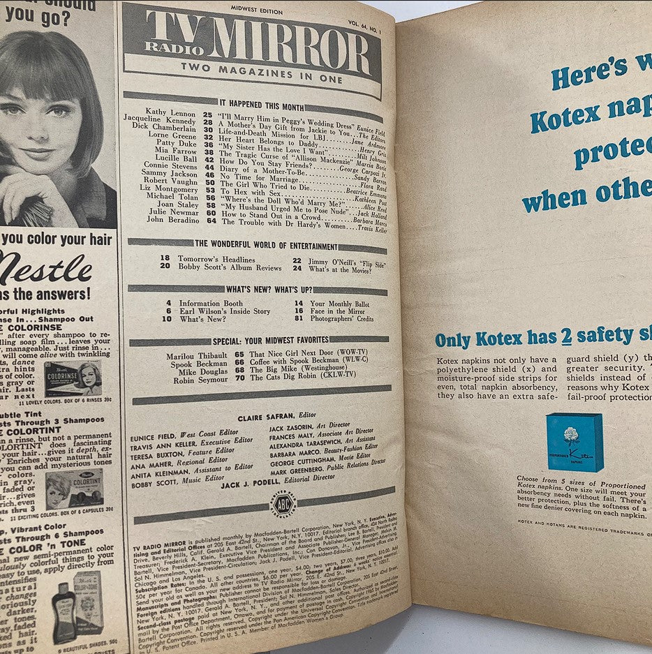 VTG TV Radio Mirror Magazine June 1965 The Lennon Sisters, Mia Farrow No Label