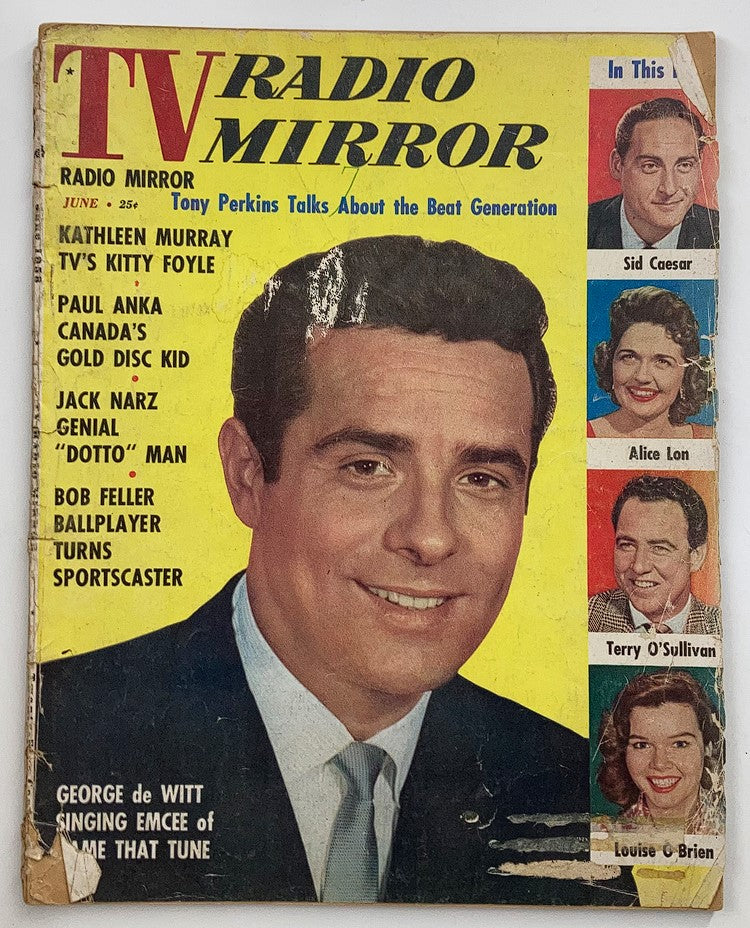 VTG TV Radio Mirror Magazine June 1958 Cover Portrait of George de Witt