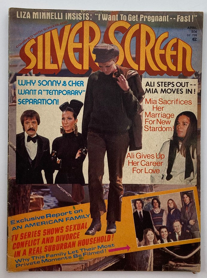 VTG Silver Screen Magazine April 1973 Vol 43 #4 Mia Farrow, Sonny, Cher No Label