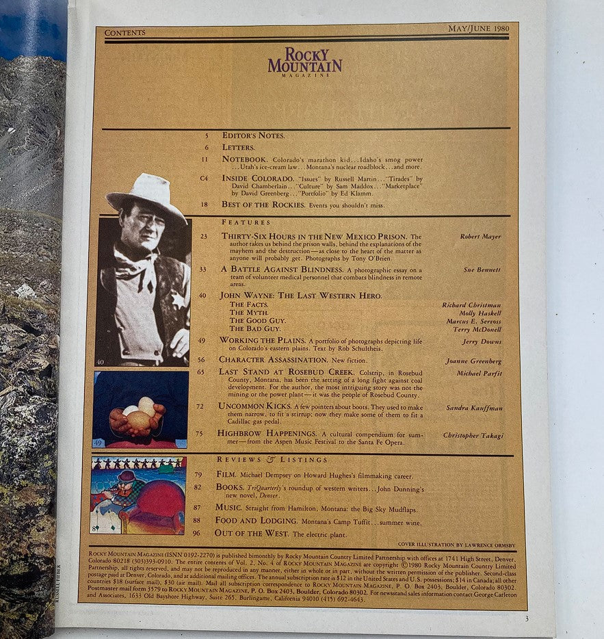 VTG Rocky Mountain Magazine May 1980 John Wayne The Last Western Hero No Label