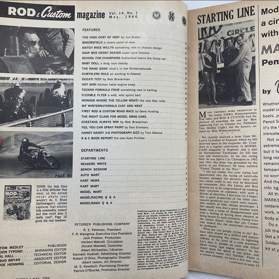 VTG Rod & Custom Magazine May 1966 Vol 14 #1 Bakersfield Fuel Drags No Label