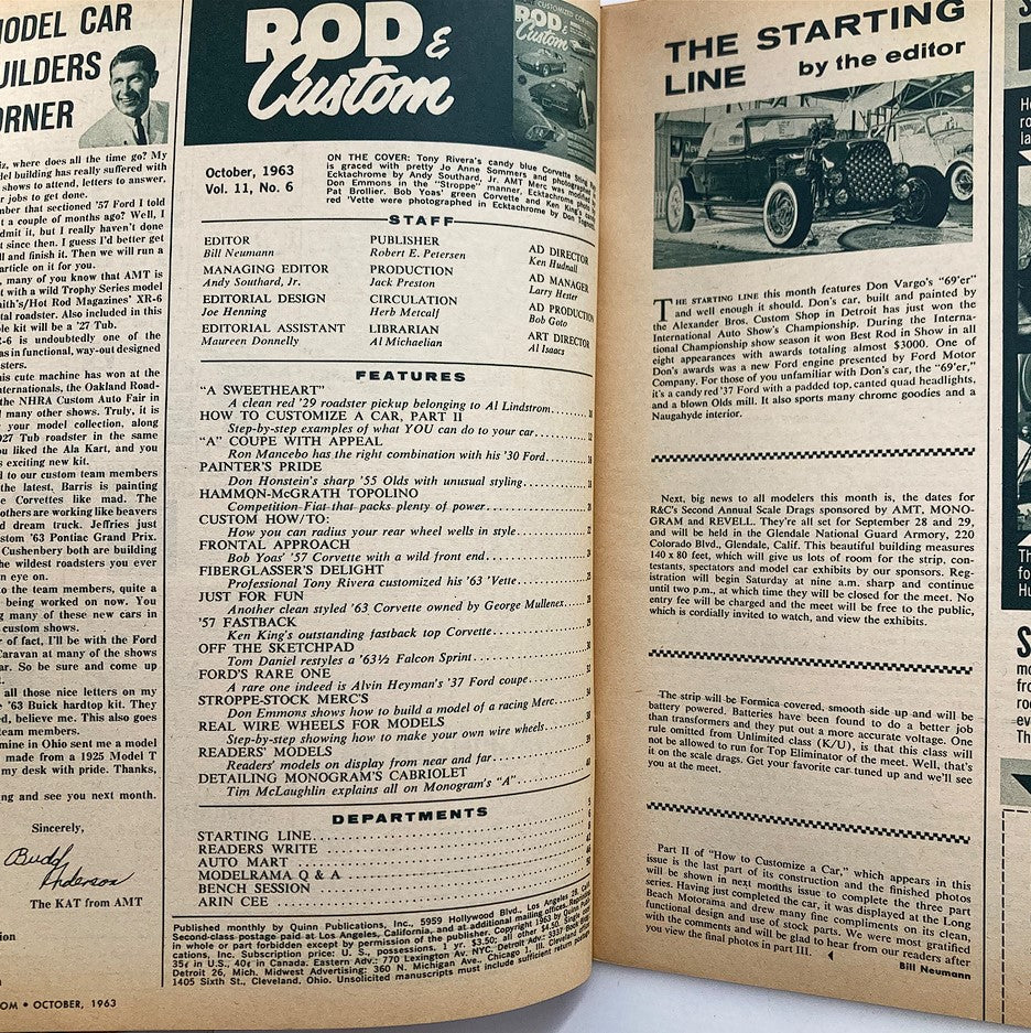 VTG Rod & Custom Magazine October 1963 Vol 11 #6 How To Customize a Car No Label