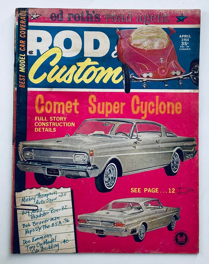 VTG Rod & Custom Magazine April 1964 Vol 11 #12 Comet Super Cyclone No Label