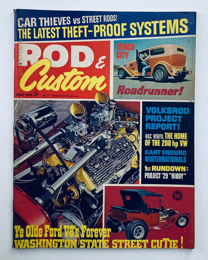 VTG Rod & Custom Magazine June 1968 Vol 16 #6 Ye Olde Ford V8's No Label