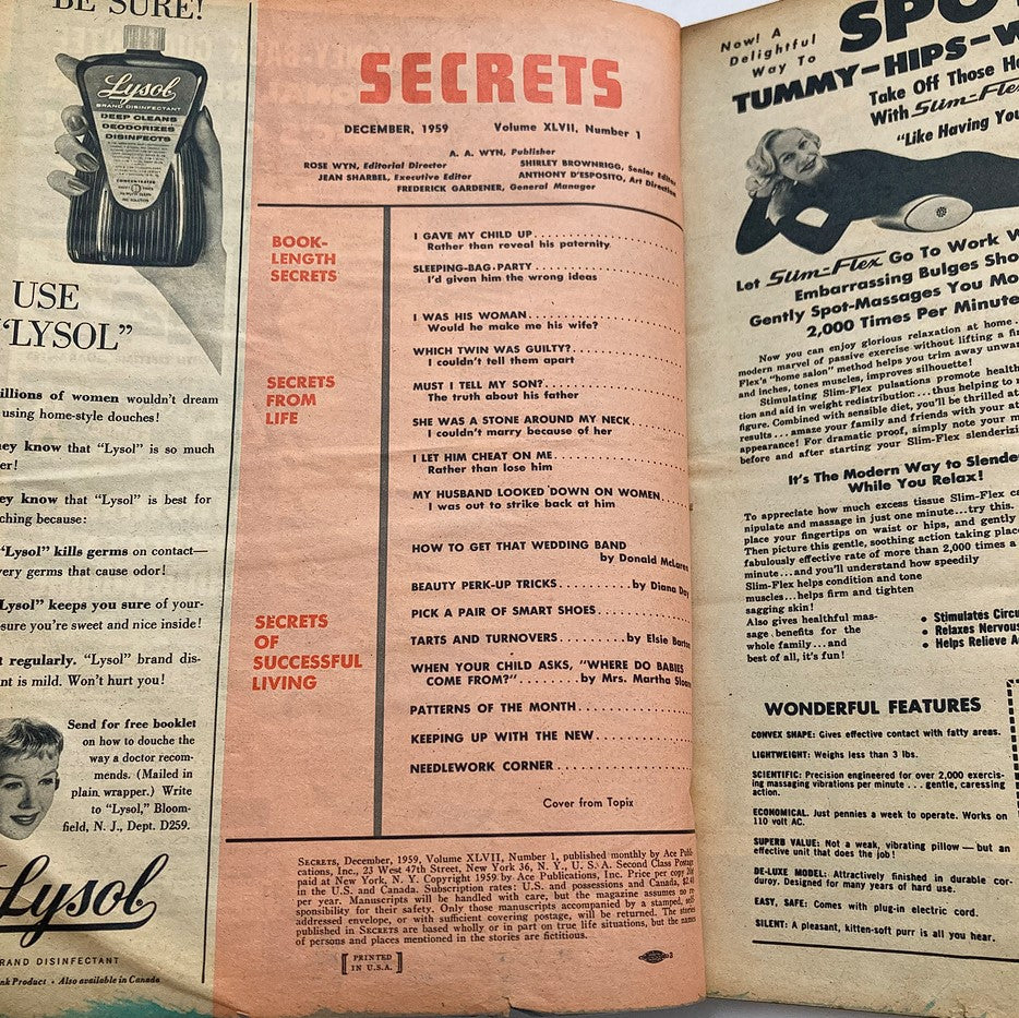 VTG Secrets Magazine December 1959 Vol 47 #1 Pick A Pair of Smart Shoes No Label