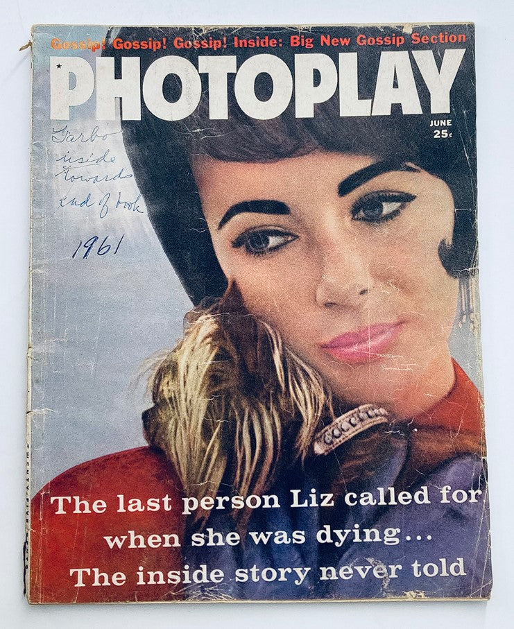 VTG Photoplay Magazine June 1961 Vol 59 #6 Elizabeth Taylor No Label