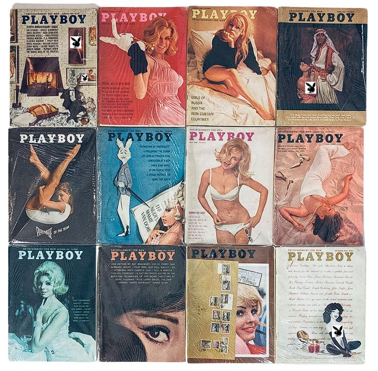 VTG Playboy Magazine Lot of 12 Full 1964 Year Issue w Centerfold Newsstand