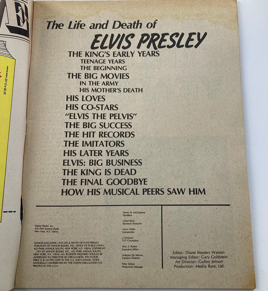 VTG Manor Magazine 1977 The Life and Death of Elvis Presley w Poster No Label