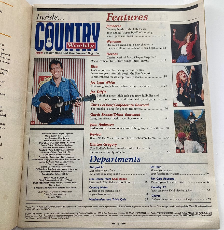 Country Weekkly Magazine August 16 1994 Elvis Presley, Wynonna No Label