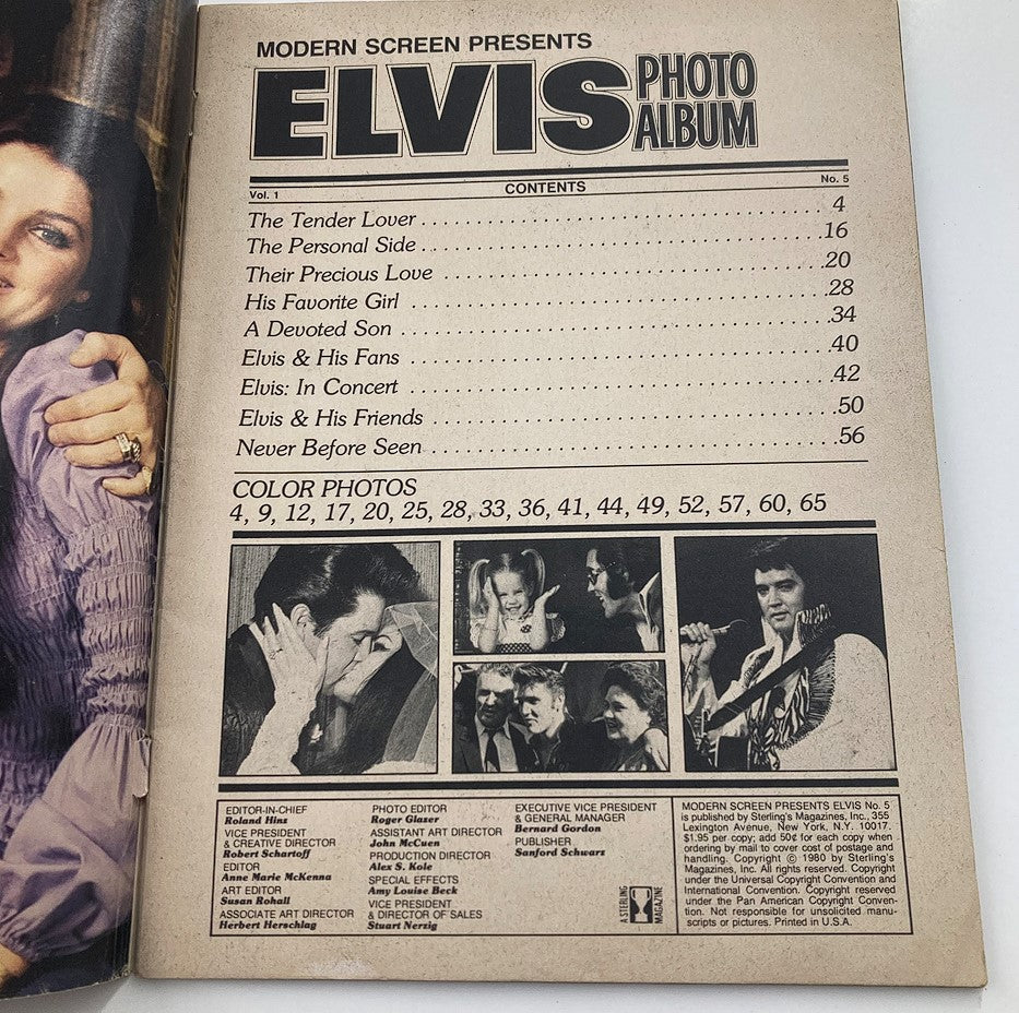 VTG Modern Screen Magazine 1980 No. 5 Elvis Presley w Poster No Label