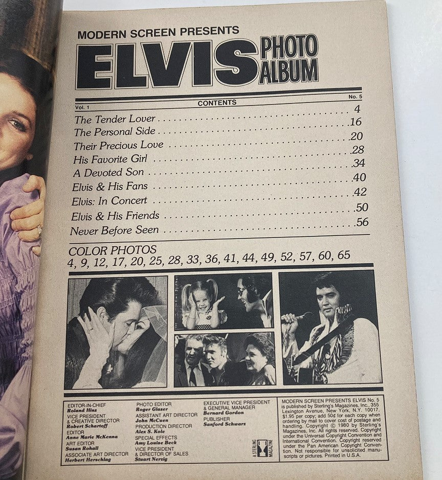 VTG Modern Screen Magazine 1980 #5 Elvis Presley Photo Album w Poster No Label