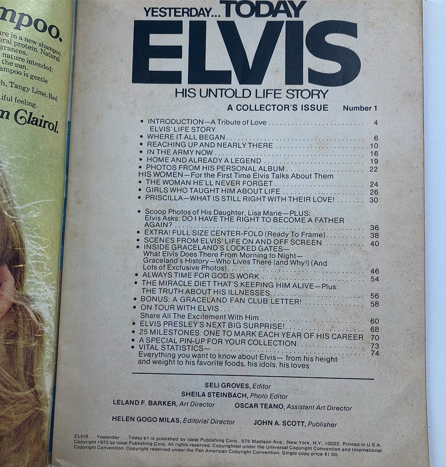 VTG 1975 Yesterday Today Elvis Presley His Untold Life Story w Poster No Label