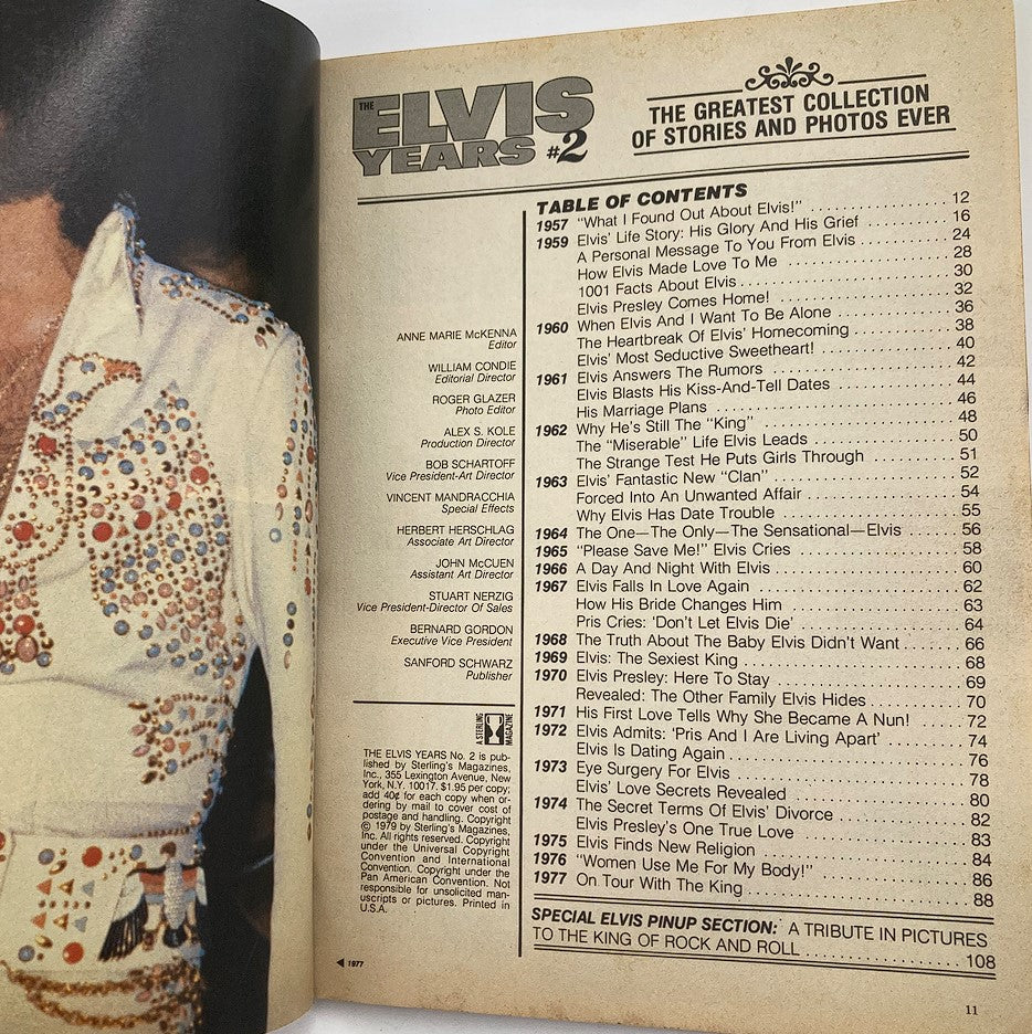 VTG Sterling Magazine 1979 No. 2 The Elvis Presley Years w Poster No Label