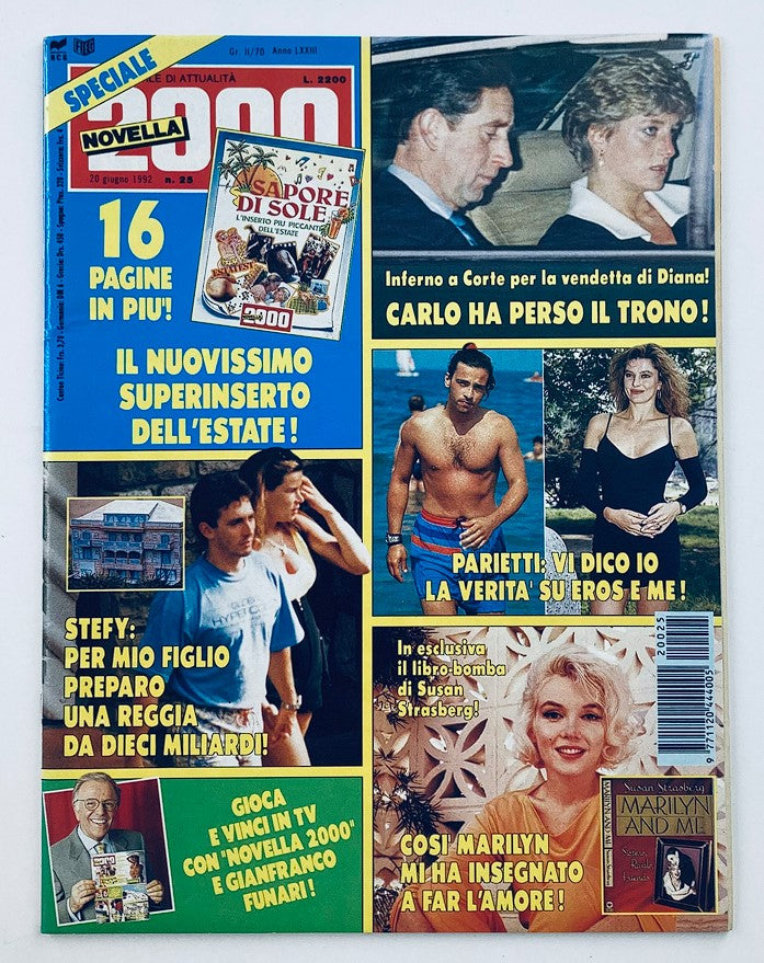 VTG Novella 2000 Magazine 1992 #25 Prince Charles & Diana (In Italian) No Label