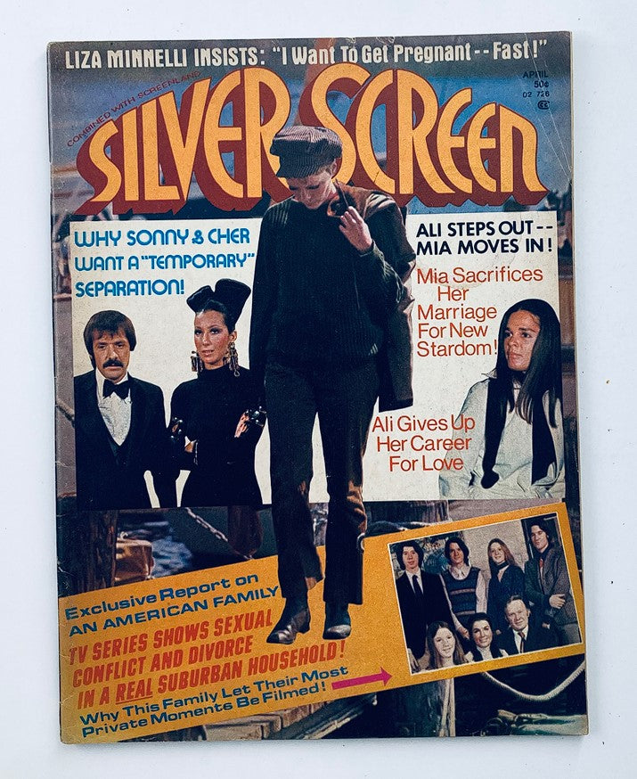 VTG Silver Screen Magazine April 1973 Vol 43 #4 Mia Farrow, Sonny, Cher No Label