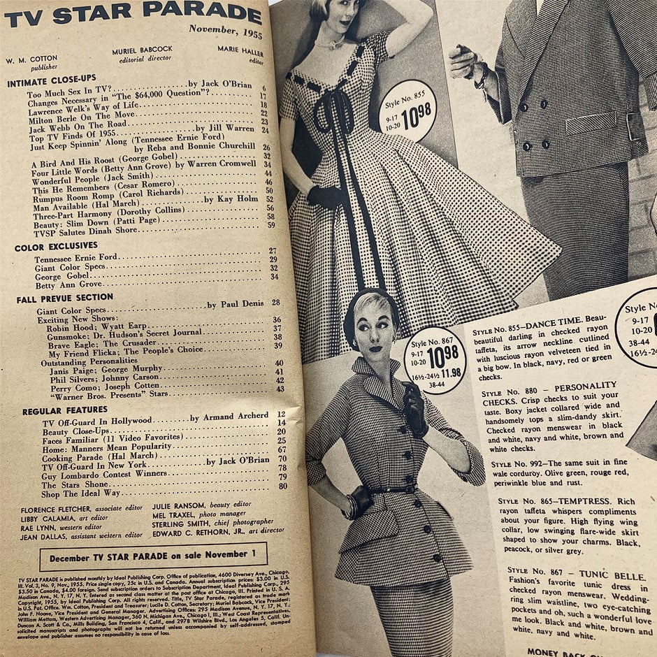 VTG TV Star Parade Magazine November 1955 Dorothy Collins, Janis Paige No Label