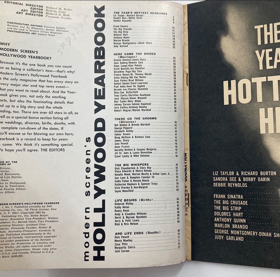 VTG Modern Screen's Hollywood Yearbook 1964 No. 7 Elizabeth Taylor No Label