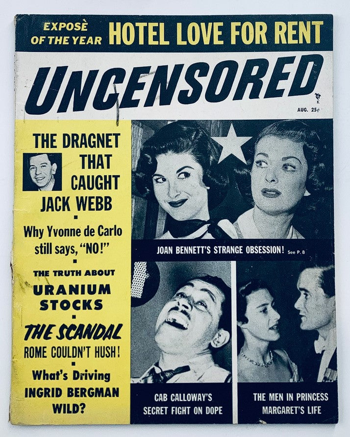 VTG Uncensored Magazine August 3 1955 Vol 3 #3 Joan Bennett Obsession No Label