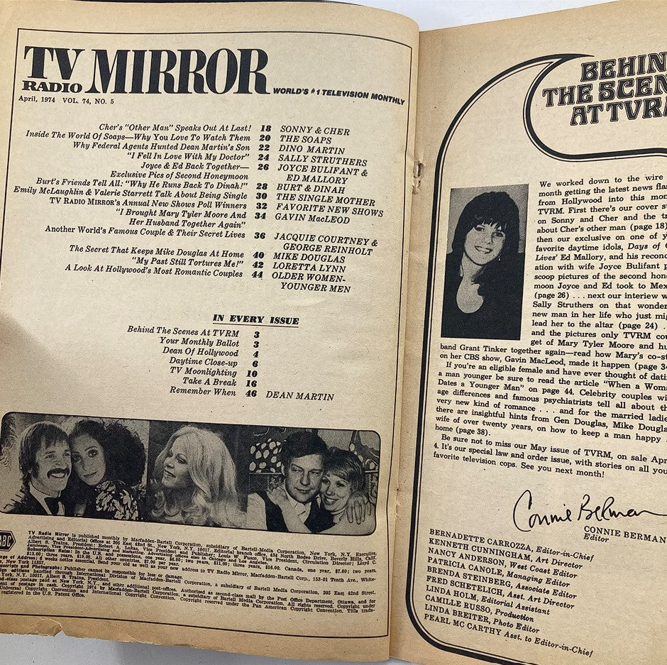 VTG TV Radio Mirror Magazine April 1974 Vol 74 #5 Sonny and Cher "Other Man"