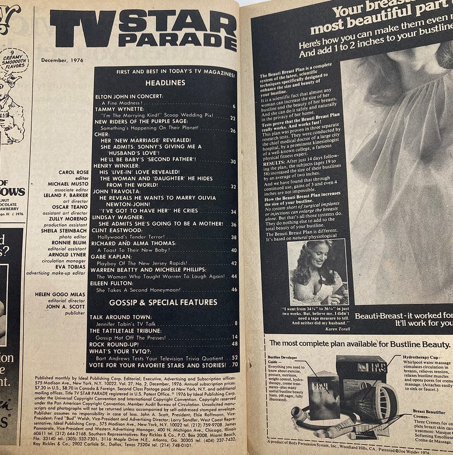 VTG TV Star Parade Magazine December 1976 Vol 27 #2 Sonny and Cher No Label