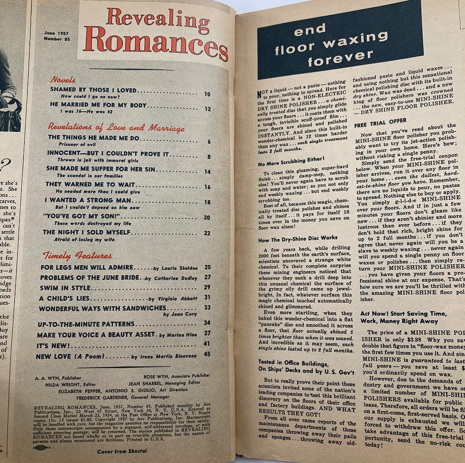 VTG Revealing Romances Magazine June 1957 No. 85 A Child's Lies No Label