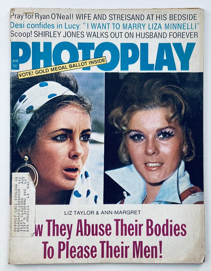 VTG Photoplay Magazine April 1972 Vol 81 #4 Elizabeth Taylor and Ann-Margret