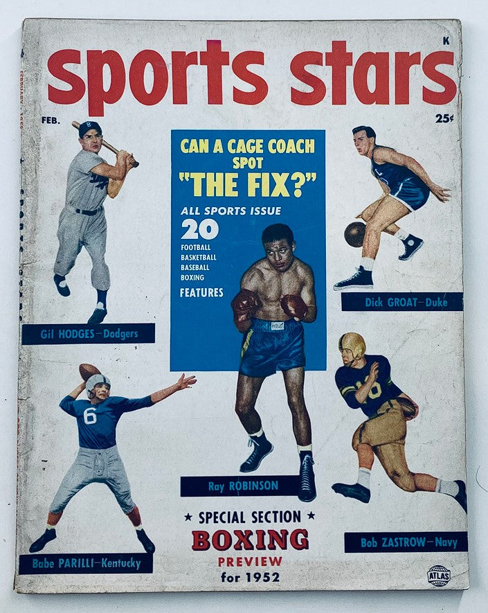 VTG Sports Stars Magazine February 1952 Gil Hodges and Babe Parilli No Label