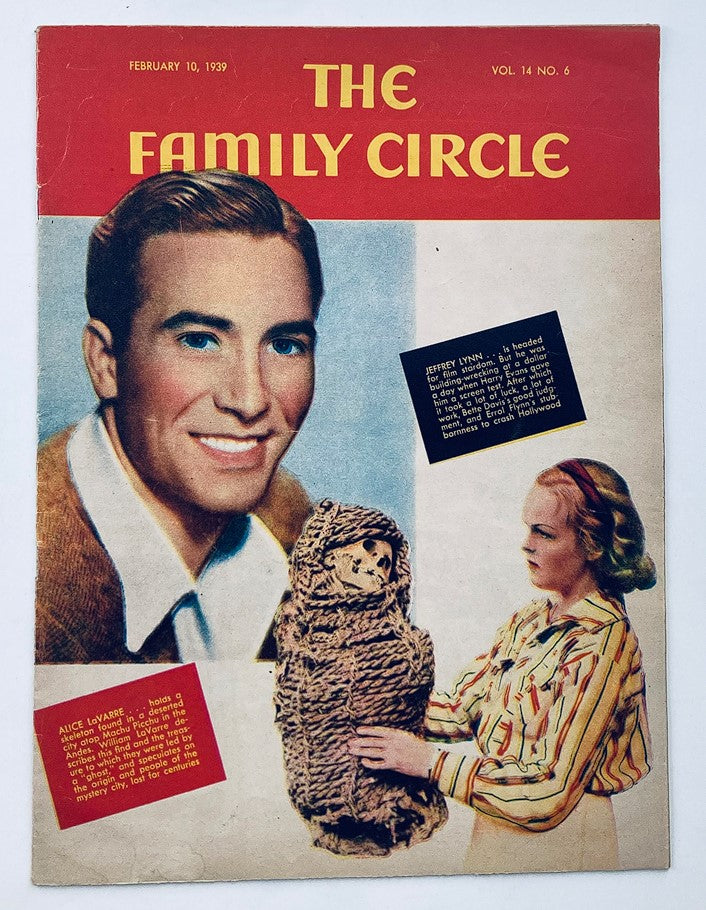 VTG The Family Circle Magazine February 10 1939 Vol 14 #6 Jeffrey Lynn No Label