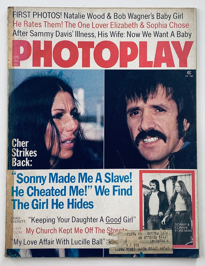 VTG Photoplay Magazine June 1974 Vol 85 #6 Cher & Sonny, Liz Taylor & Sophia