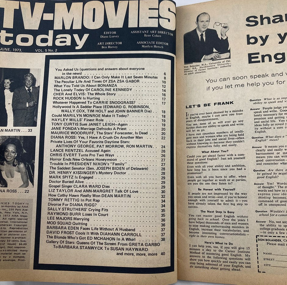 VTG TV-Movies Today Magazine June 1973 Vol 5 #2 Caroline Kennedy No Label