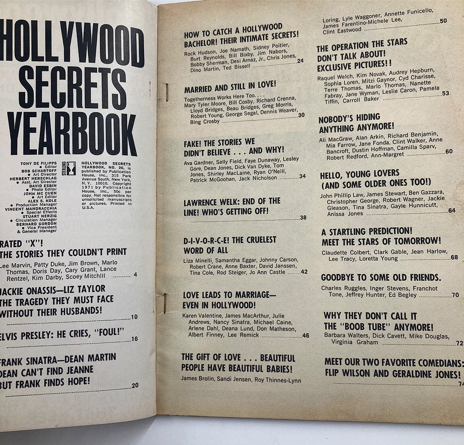 VTG Hollywood Secrets Yearbook No. 20 1971 Jackie Kennedy & Ari Onassis No Label