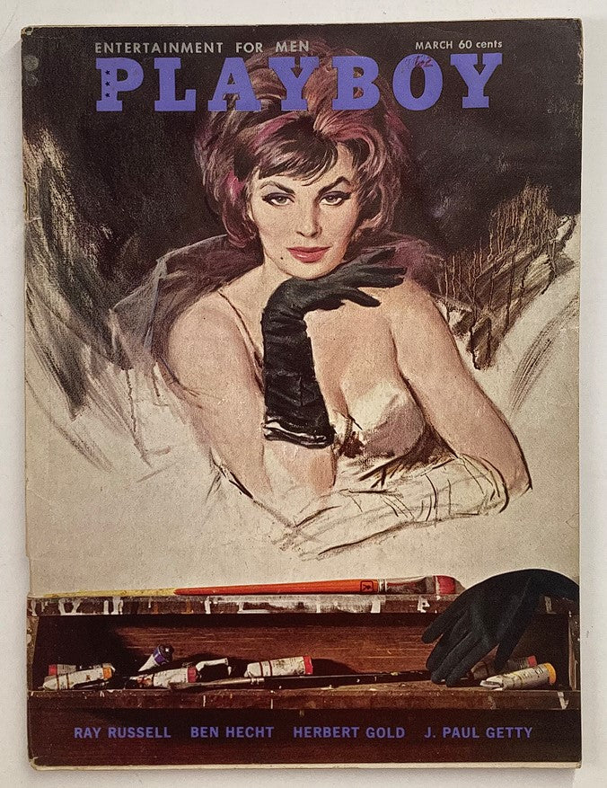 Cover of VTG Playboy Magazine from March 1962 featuring Playmate Pamela Gordon, showcasing vintage art style and iconic layout.