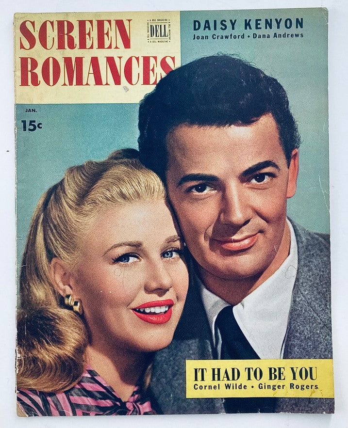 VTG Screen Romances Magazine January 1948 Ginger Rogers, Joan Crawford No Label