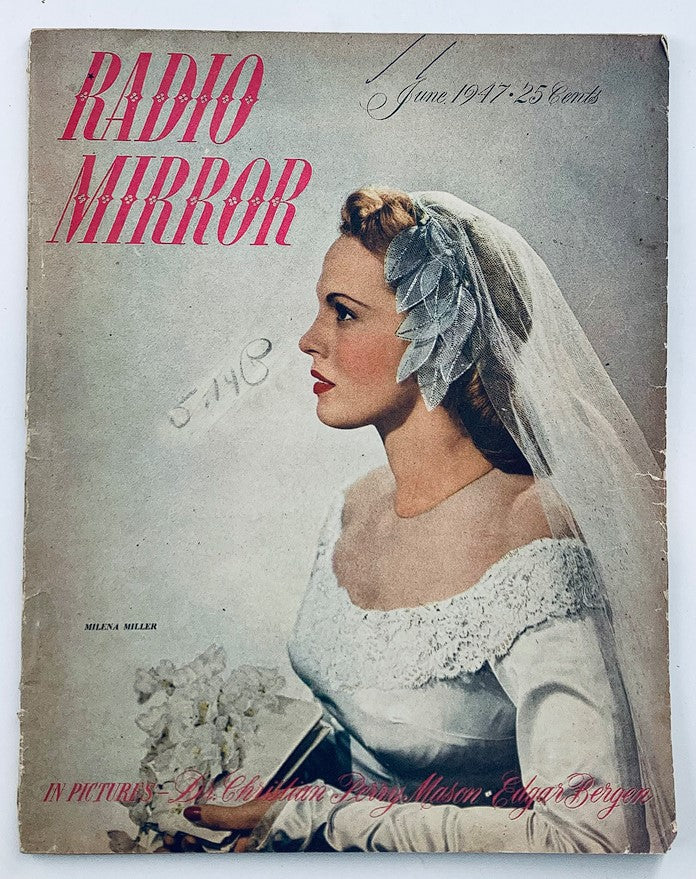 VTG Radio Mirror Magazine June 1947 Vol 28 No. 1 Milena Miller No Label