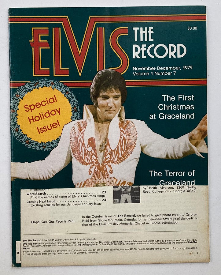 VTG The Record Magazine November 1979 Vol 1 #7 Elvis Presley No Label