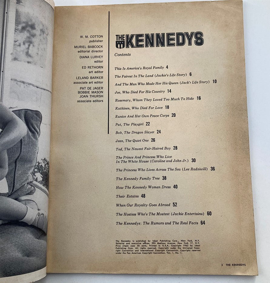 VTG The Kennedys Magazine 1962 Vol 1 #1 Jackie & John Kennedy No Label