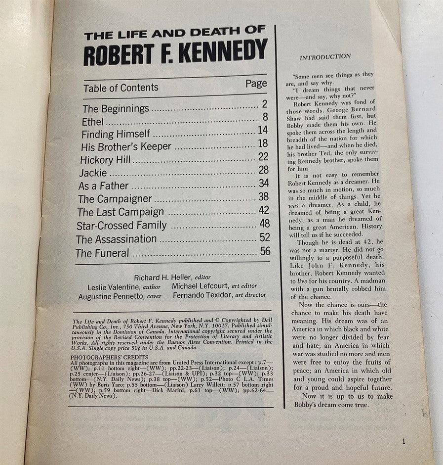 VTG 1968 The Life and Death of Robert F. Kennedy by Arthur Heller No Label