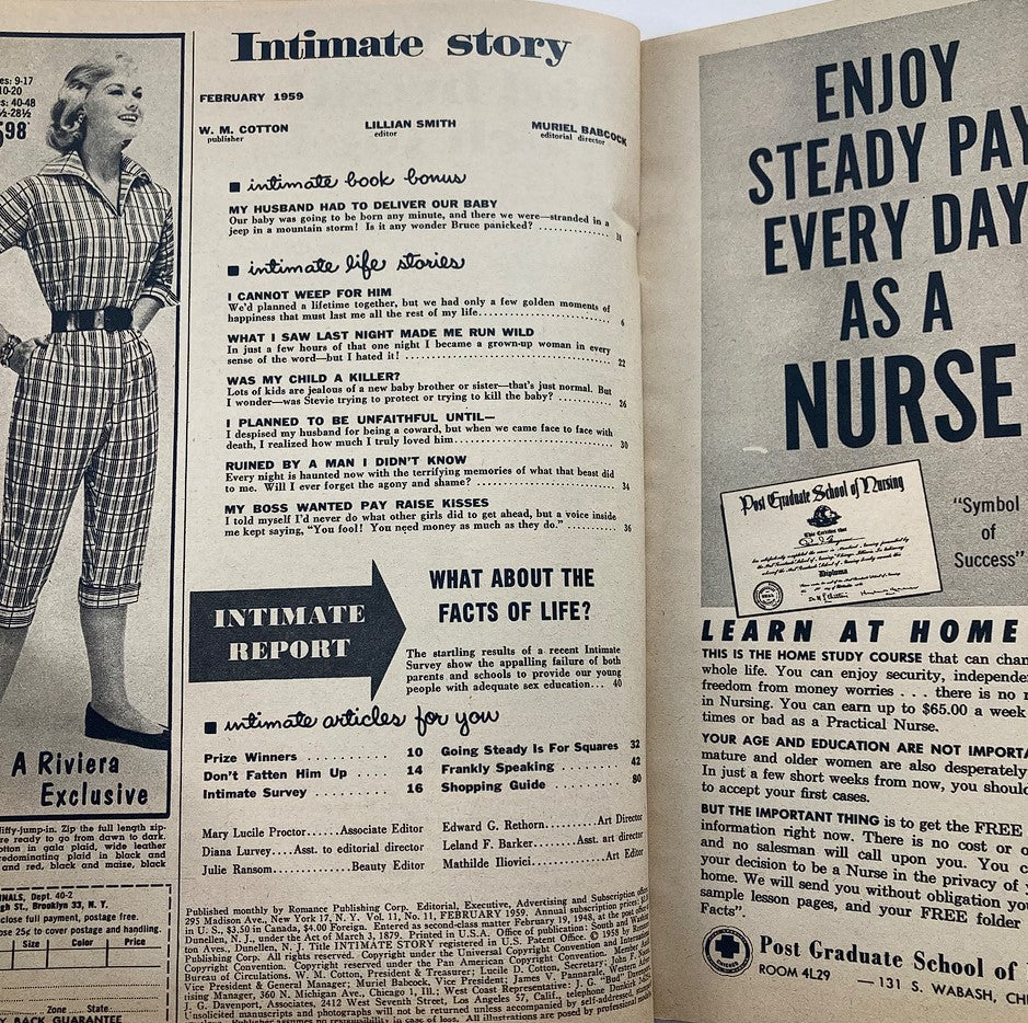 VTG Intimate Story Magazine February 1959 Going Steady for Squares No Label