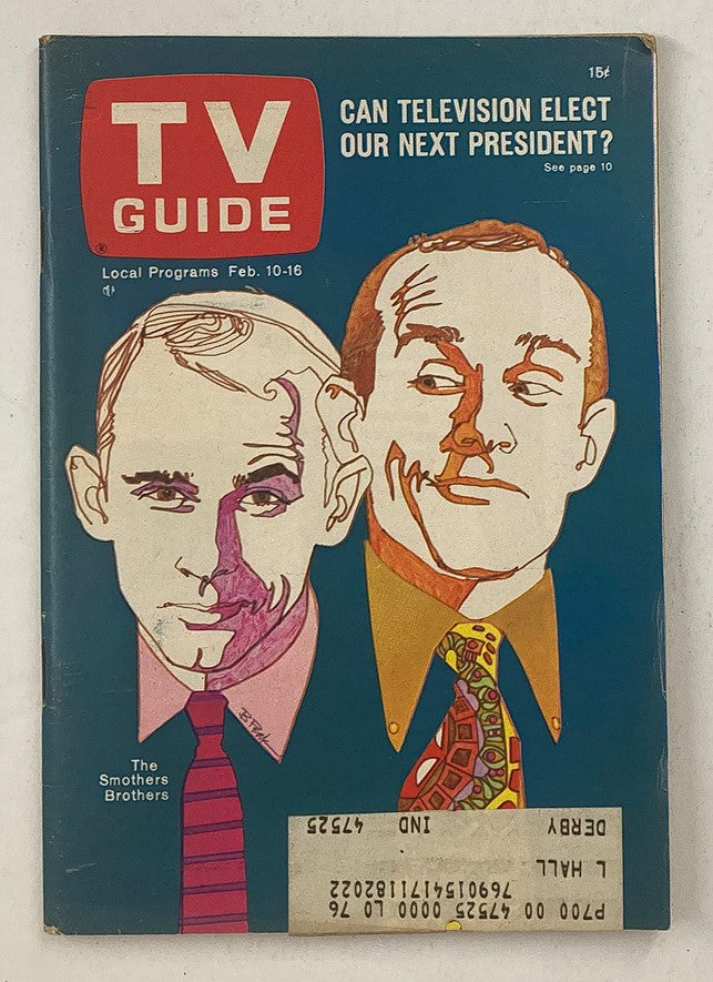 TV Guide Magazine February 10 1968 Dick & Tom Smothers Evansville-Paducah Ed.