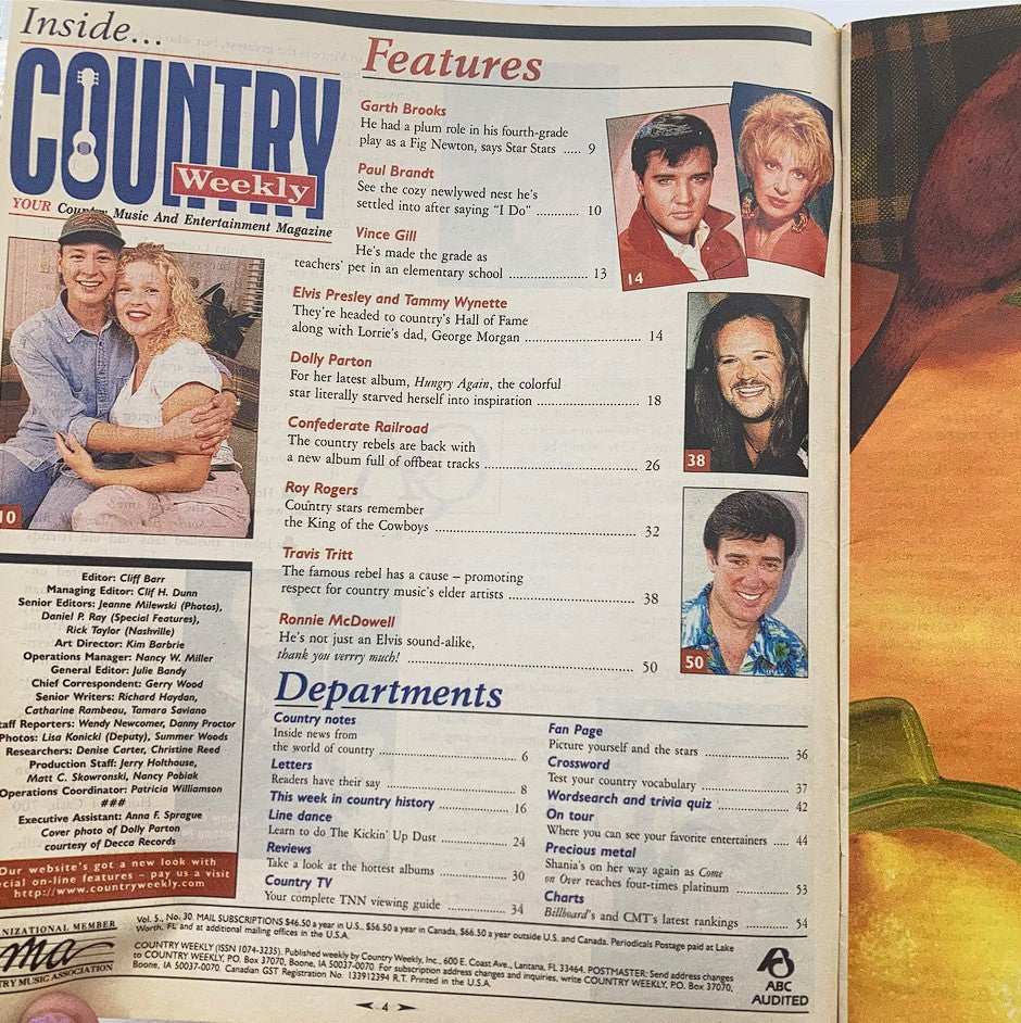 Country Weekly Magazine July 28 1998 Vol 5 #30 Dolly Parton & Vince Gill