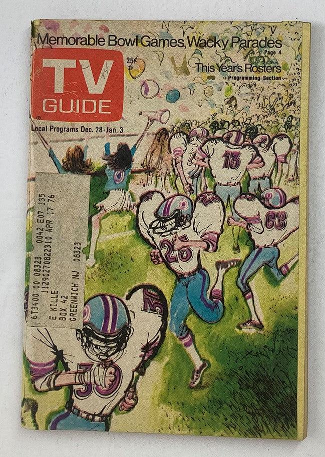 TV Guide Magazine December 28 1974 Memorable Bowl Games New Jersey PA Ed.