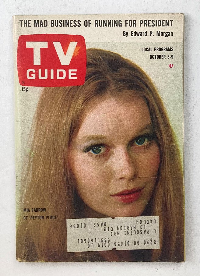 TV Guide Magazine October 3 1964 Issue #601 Mia Farrow Western New England Ed.